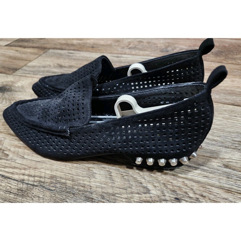 Beast Fashion Gothcore Black Mesh Studded Spiked Flats Womens 8.5 Pointed Toe